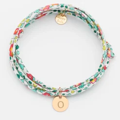 Bracelet 3 tours Liberty personnalisé initiale médaille gravée plaqué or 10 mm - Nos petits imparfaits