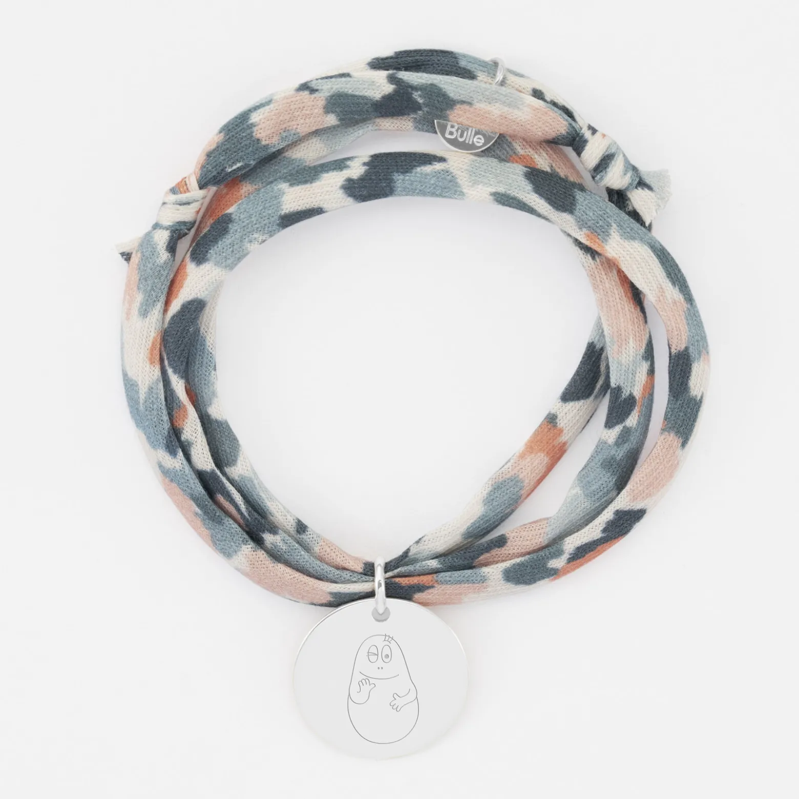 Bracelet 3 tours Liberty personnalisé médaille gravée argent 19 mm - HappyBulle x Barbapapa