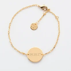 Bracelet Baptême enfant chaîne personnalisé médaille gravée plaqué or 2 trous 15 mm - Nos petits imparfaits