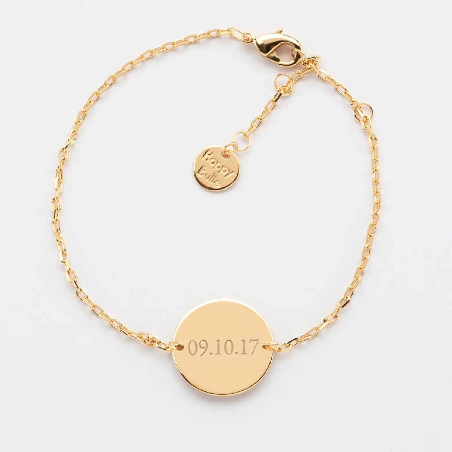Bracelet Baptême enfant chaîne personnalisé médaille gravée plaqué or 2 trous 15 mm - Nos petits imparfaits