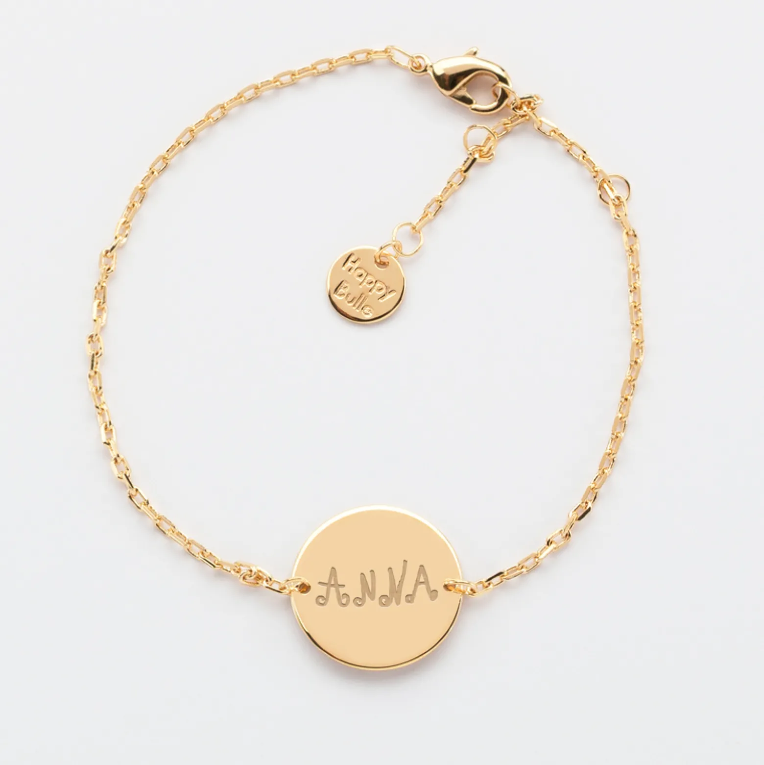 Bracelet Baptême enfant chaîne personnalisé médaille gravée plaqué or 2 trous 15 mm - Nos petits imparfaits
