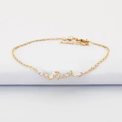 Bracelet chaine barrette scintillante plaqué or