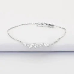 Bracelet chaine barrette scintillante argent