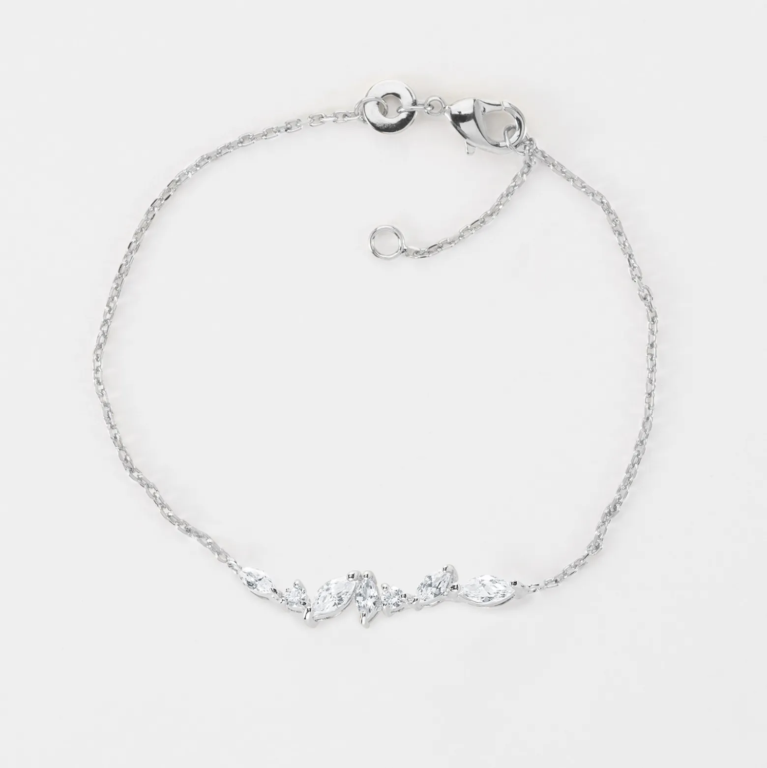 Bracelet chaine barrette scintillante argent
