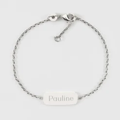 Bracelet chaine enfant personnalisé médaille gravée argent plaque 20x8 mm - Nos petits imparfaits