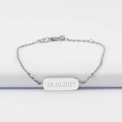Bracelet chaine enfant personnalisé médaille gravée argent plaque 20x8 mm