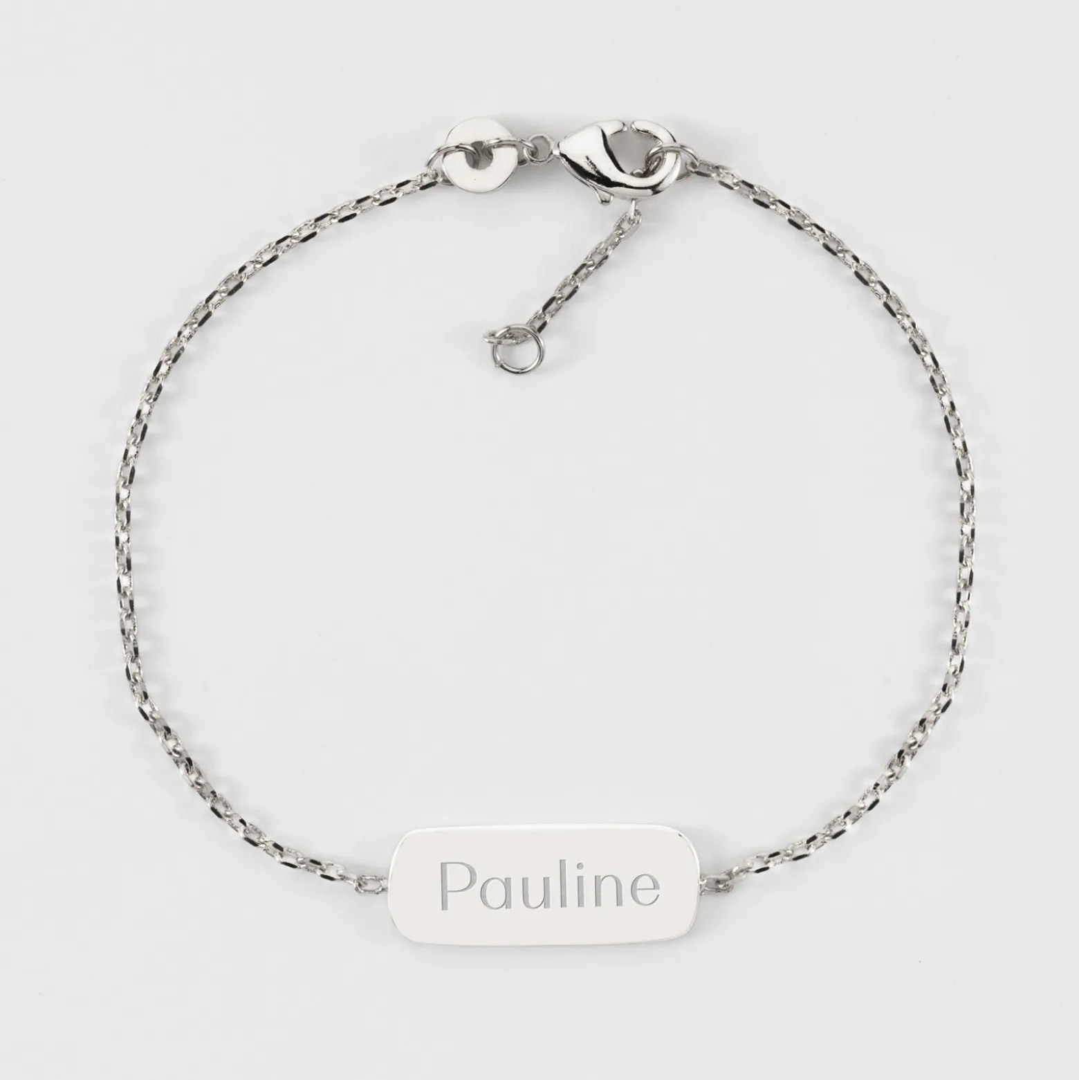 Bracelet chaine enfant personnalisé médaille gravée argent plaque 20x8 mm