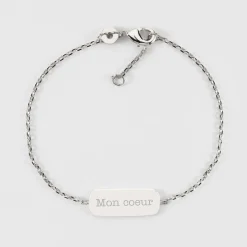 Bracelet chaine enfant personnalisé médaille gravée argent plaque 20x8 mm