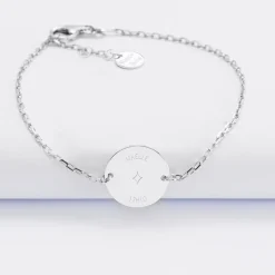 Bracelet chaine enfant personnalisé médaille gravée argent 2 trous 15 mm - HappyBulle x Capucine