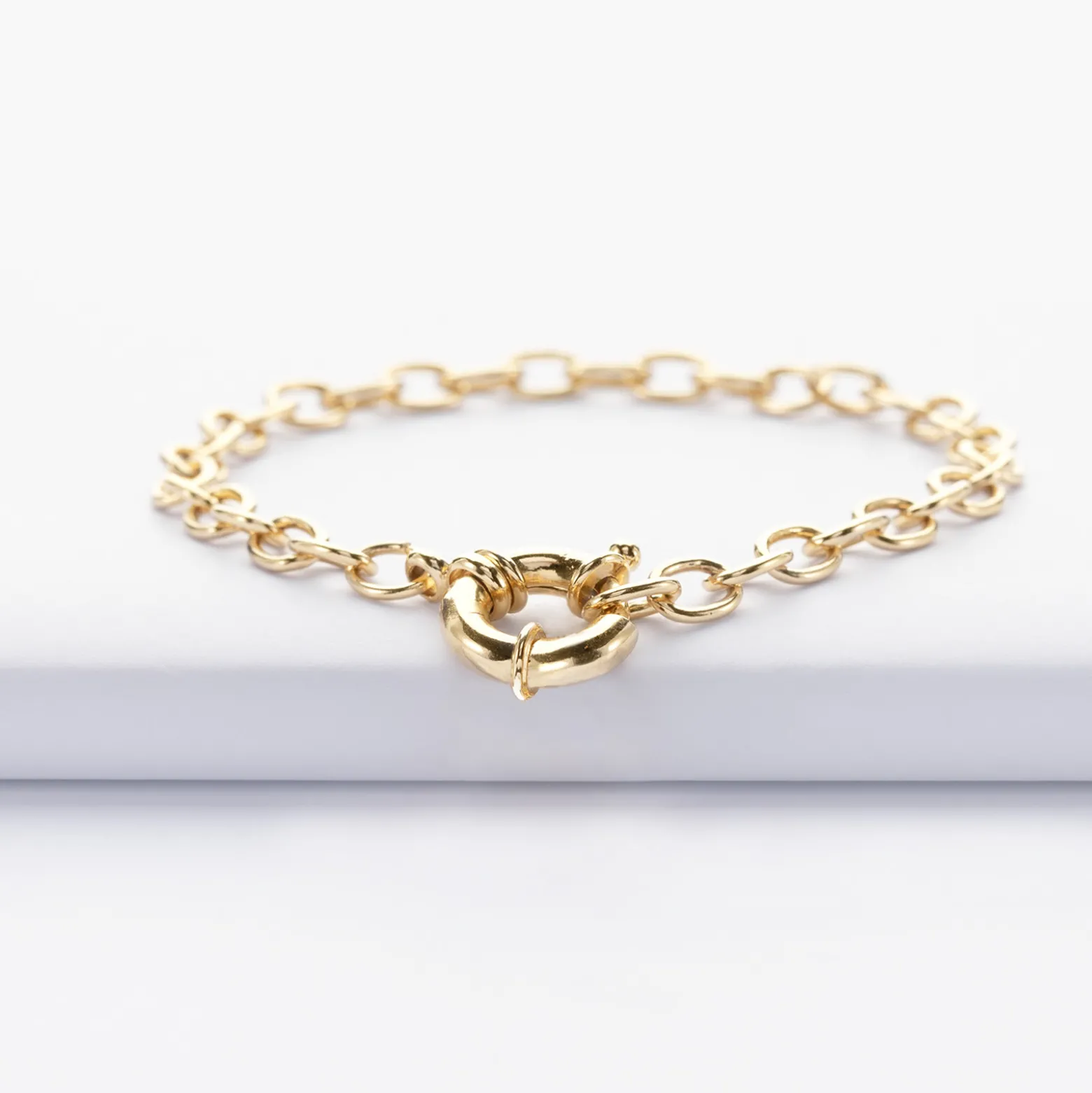 Bracelet chaine fermoir marin plaqué or