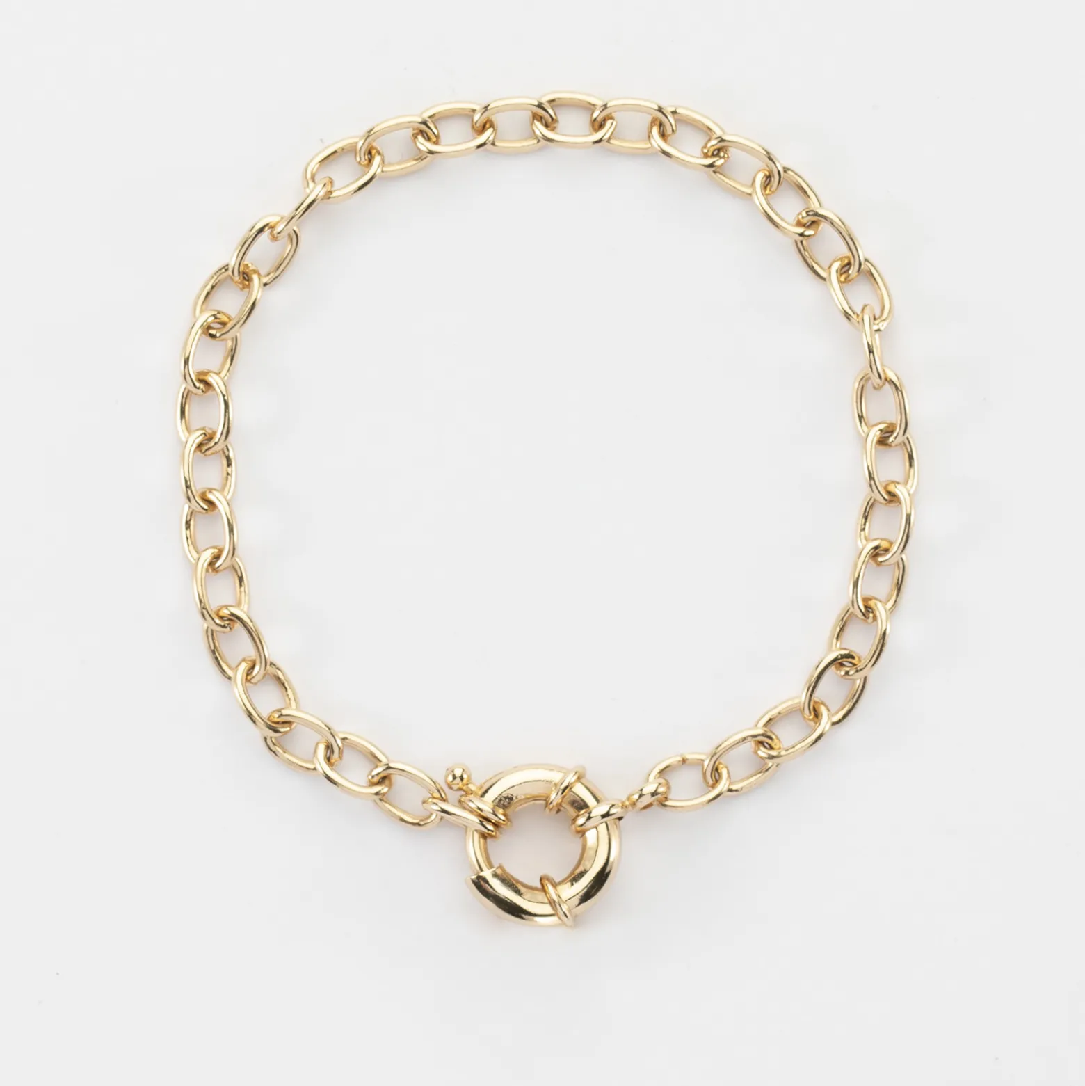 Bracelet chaine fermoir marin plaqué or