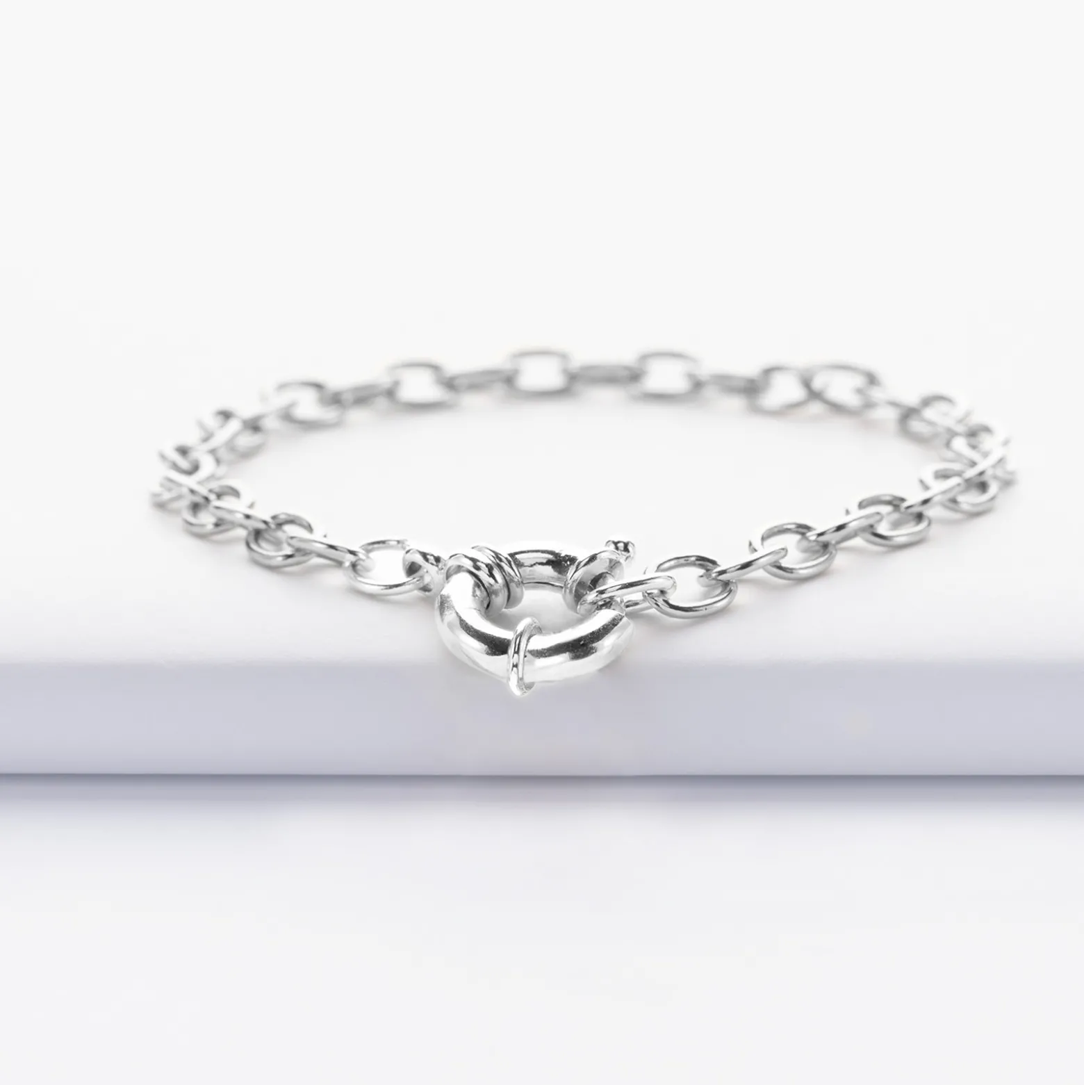 Bracelet chaine fermoir marin argent