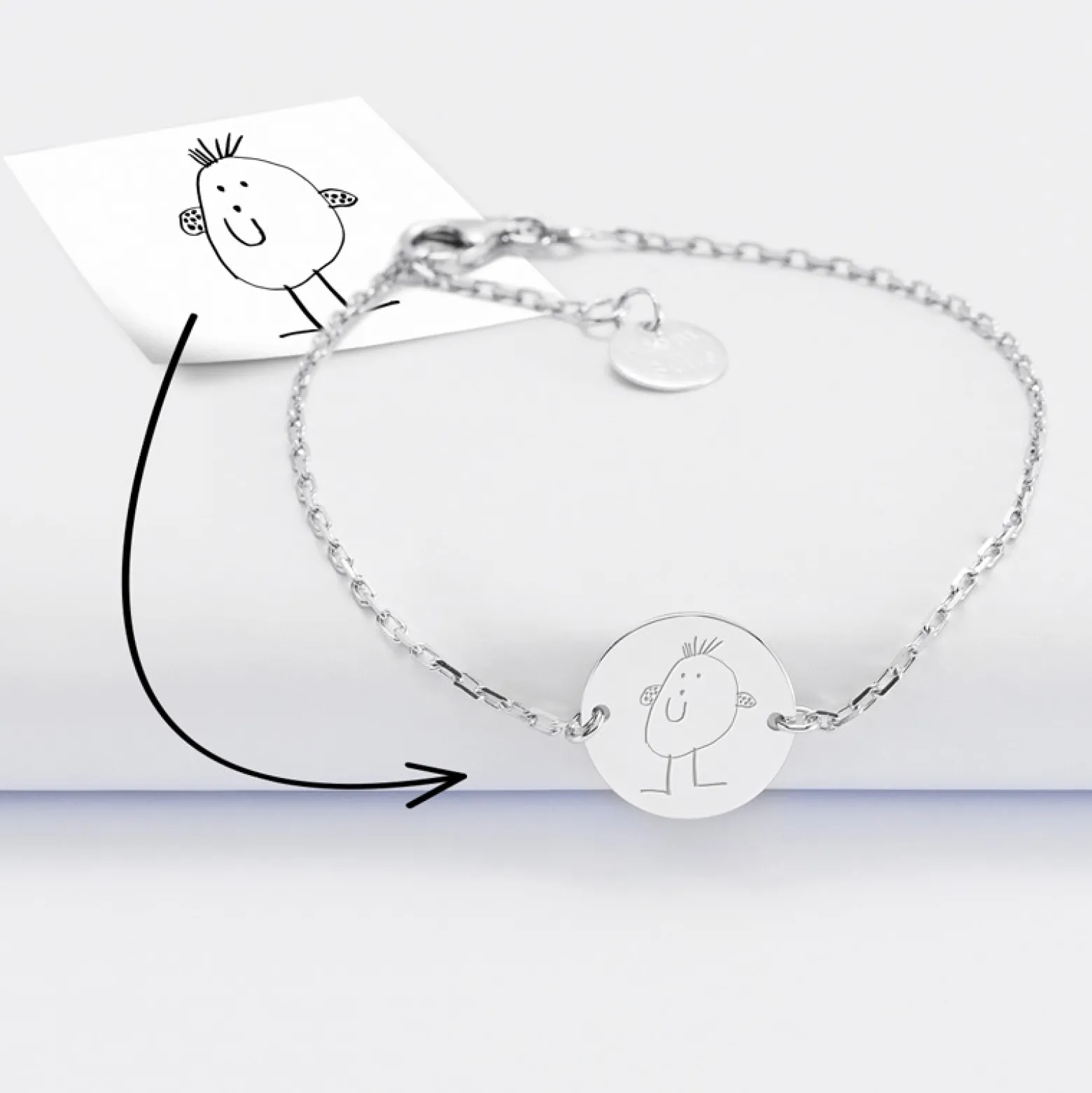 Bracelet chaine personnalisé médaille gravée argent 2 trous 15 mm