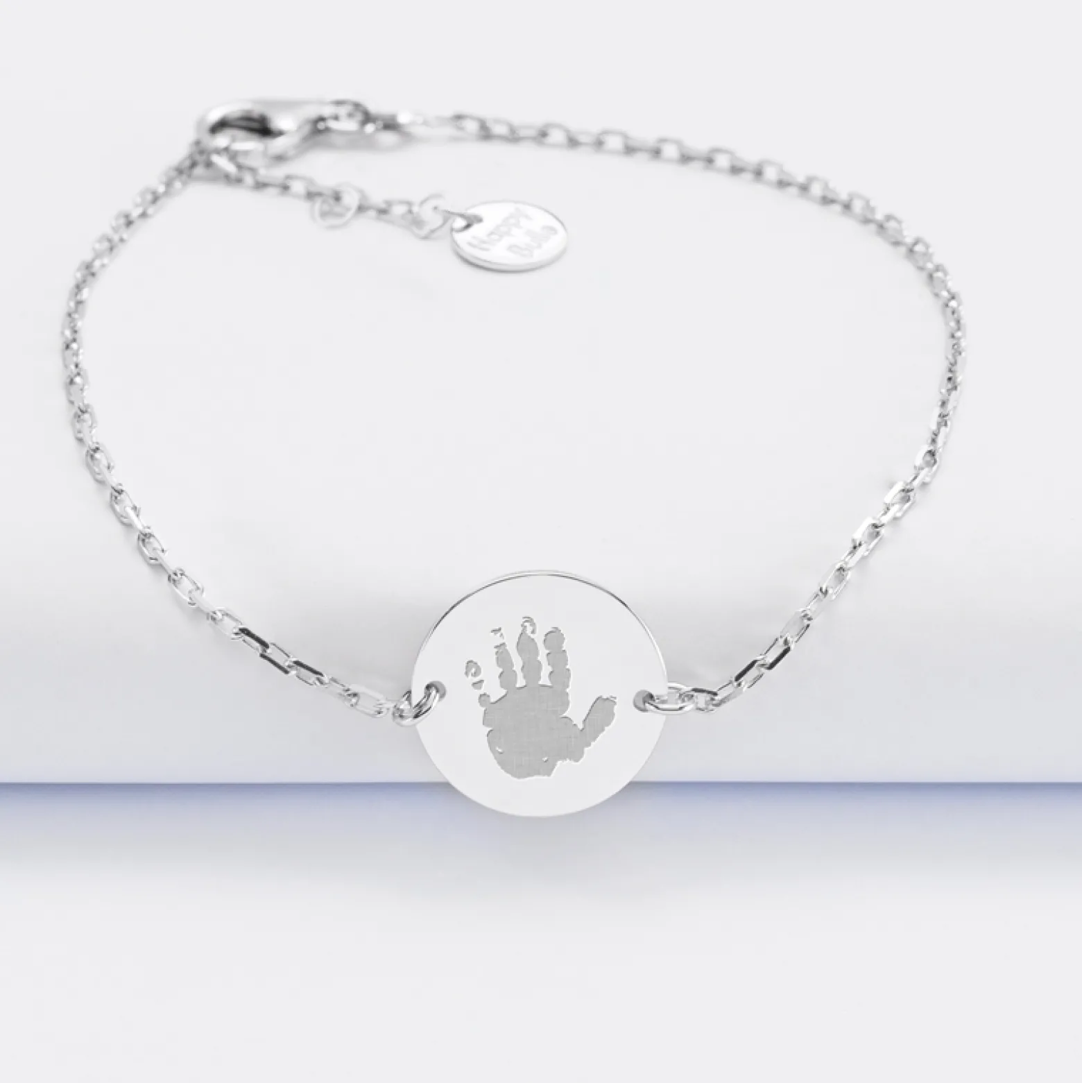Bracelet chaine personnalisé médaille gravée argent 2 trous 15 mm