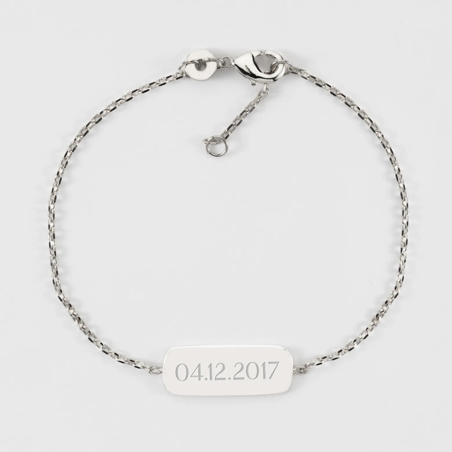 Bracelet chaine personnalisé médaille gravée argent plaque 20x8 mm