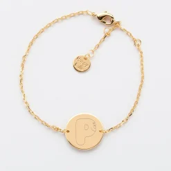 Bracelet chaine personnalisé médaille gravée plaqué or 2 trous 15 mm - HappyBulle x Barbapapa