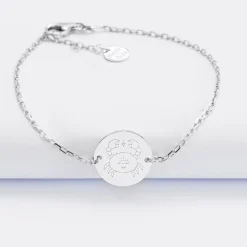 Bracelet chaine personnalisé médaille gravée argent 2 trous 15 mm - Edition spéciale Astro