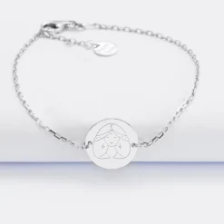 Bracelet chaine personnalisé médaille gravée argent 2 trous 15 mm - Edition spéciale Astro