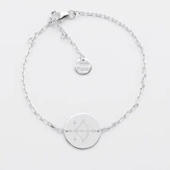 Bracelet chaine personnalisé médaille gravée argent 2 trous 15 mm - Edition spéciale Astro