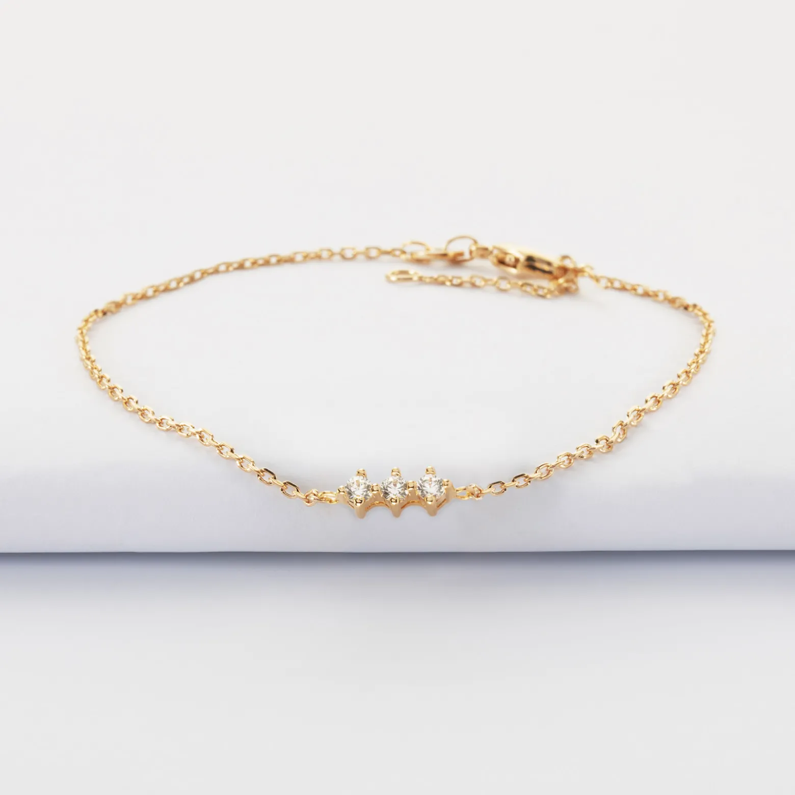 Bracelet chaine trio scintillant plaqué or