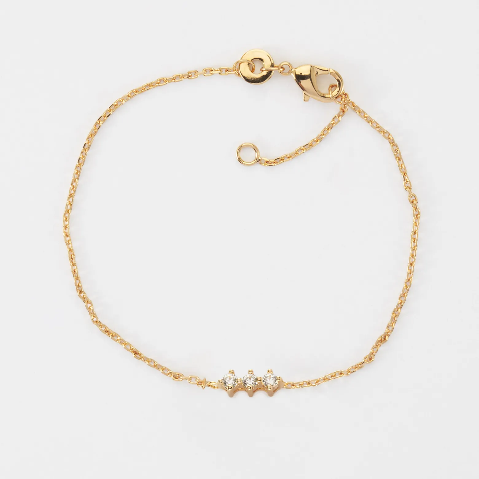 Bracelet chaine trio scintillant plaqué or