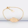 Bracelet chaîne baptême enfant personnalisé médaille gravée plaqué or nuage 2 trous 20x14 mm - Nos petits imparfaits
