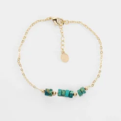 Bracelet chaîne barrette de perles plaqué or