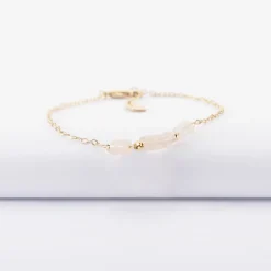 Bracelet chaîne barrette de perles plaqué or