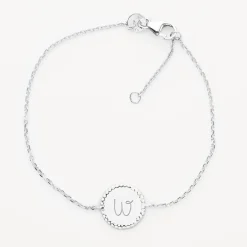 Bracelet chaîne bohème personnalisé médaille gravée argent initiale 11 mm