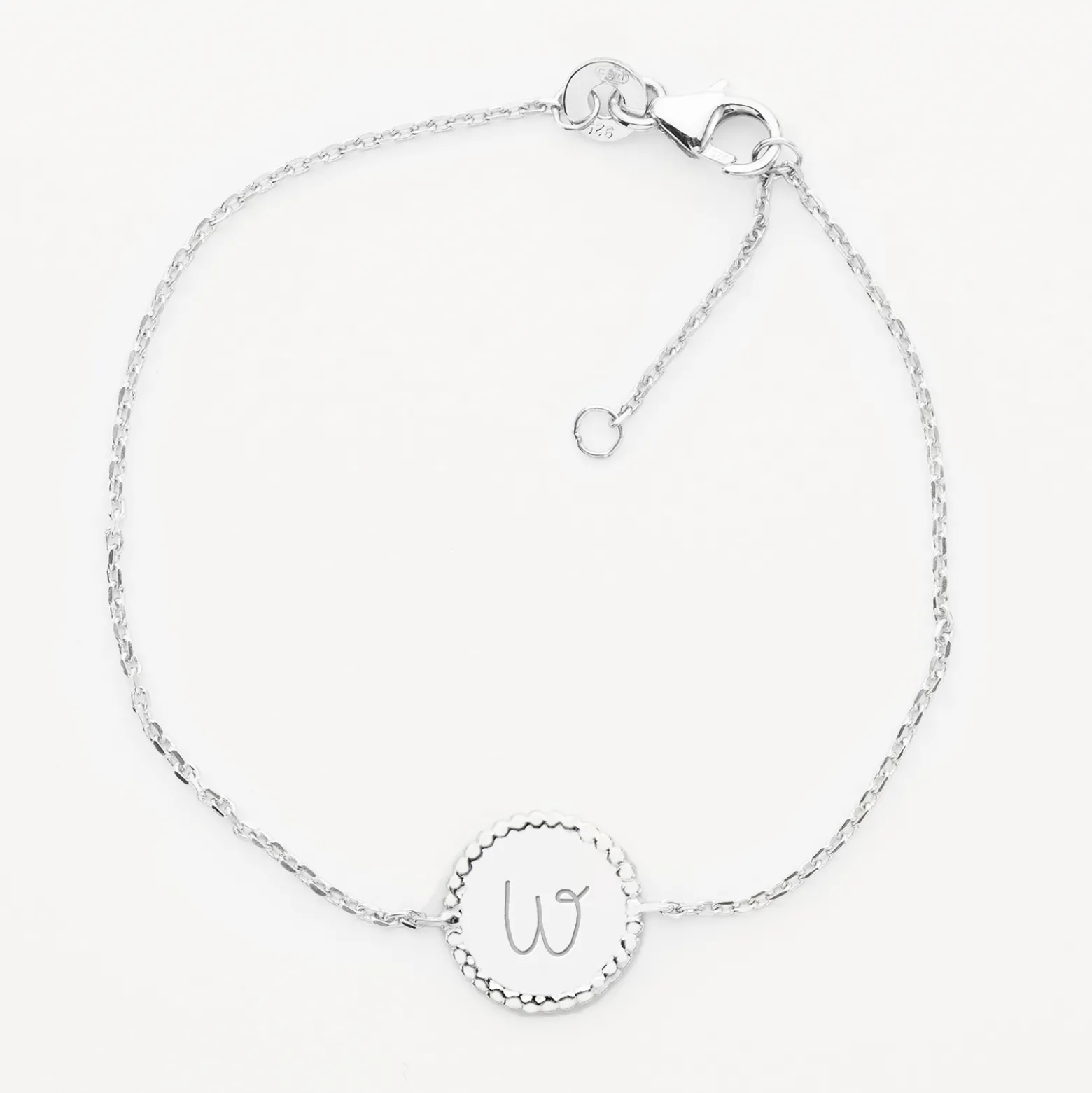 Bracelet chaîne bohème personnalisé médaille gravée argent initiale 11 mm