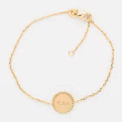 Bracelet chaîne bohème personnalisé médaille gravée plaqué or initiale 11 mm