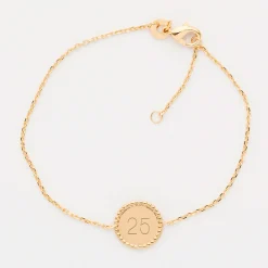 Bracelet chaîne bohème personnalisé médaille gravée plaqué or initiale 11 mm