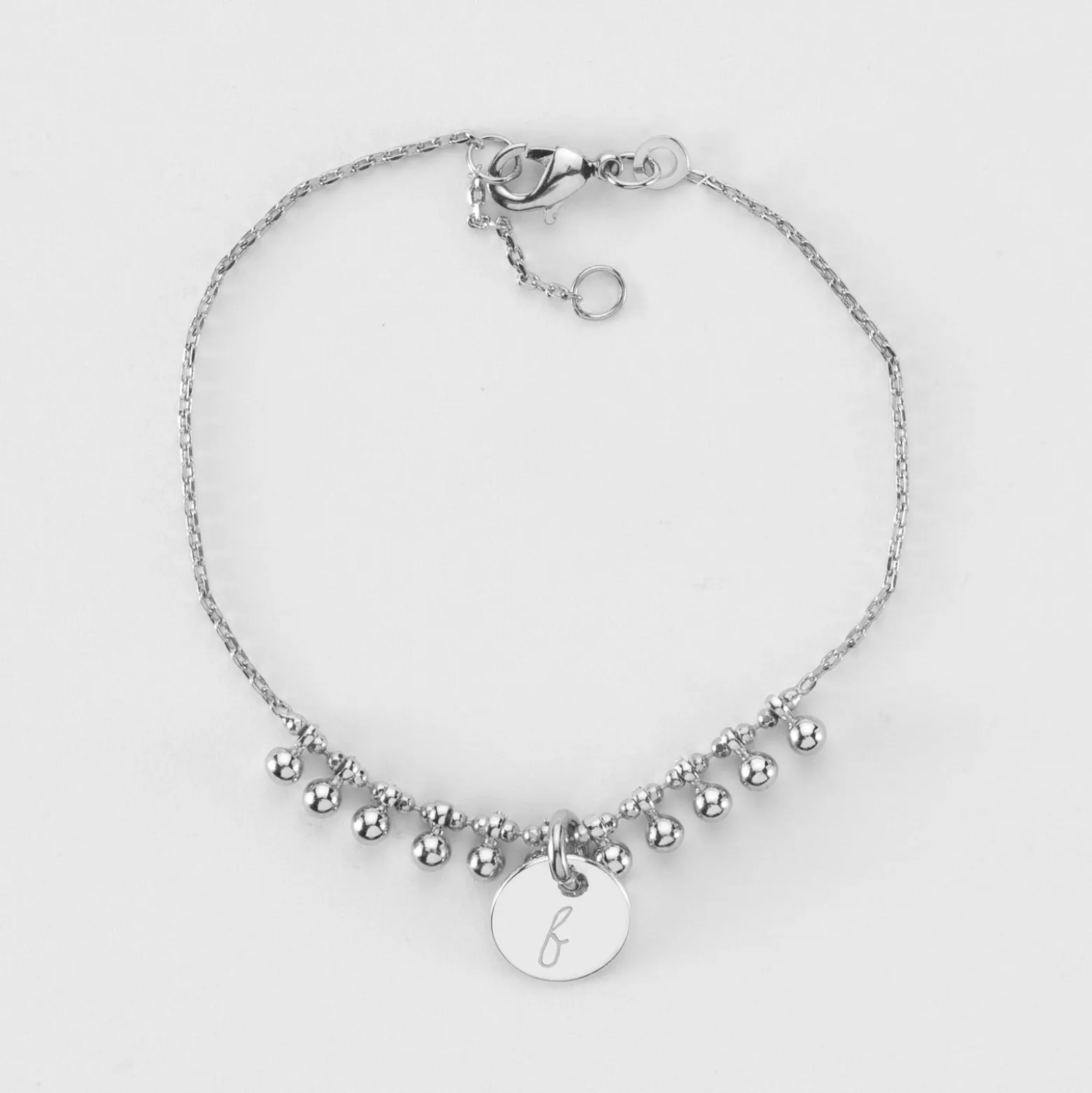 Bracelet chaîne boules personnalisé médaille gravée argent 10 mm