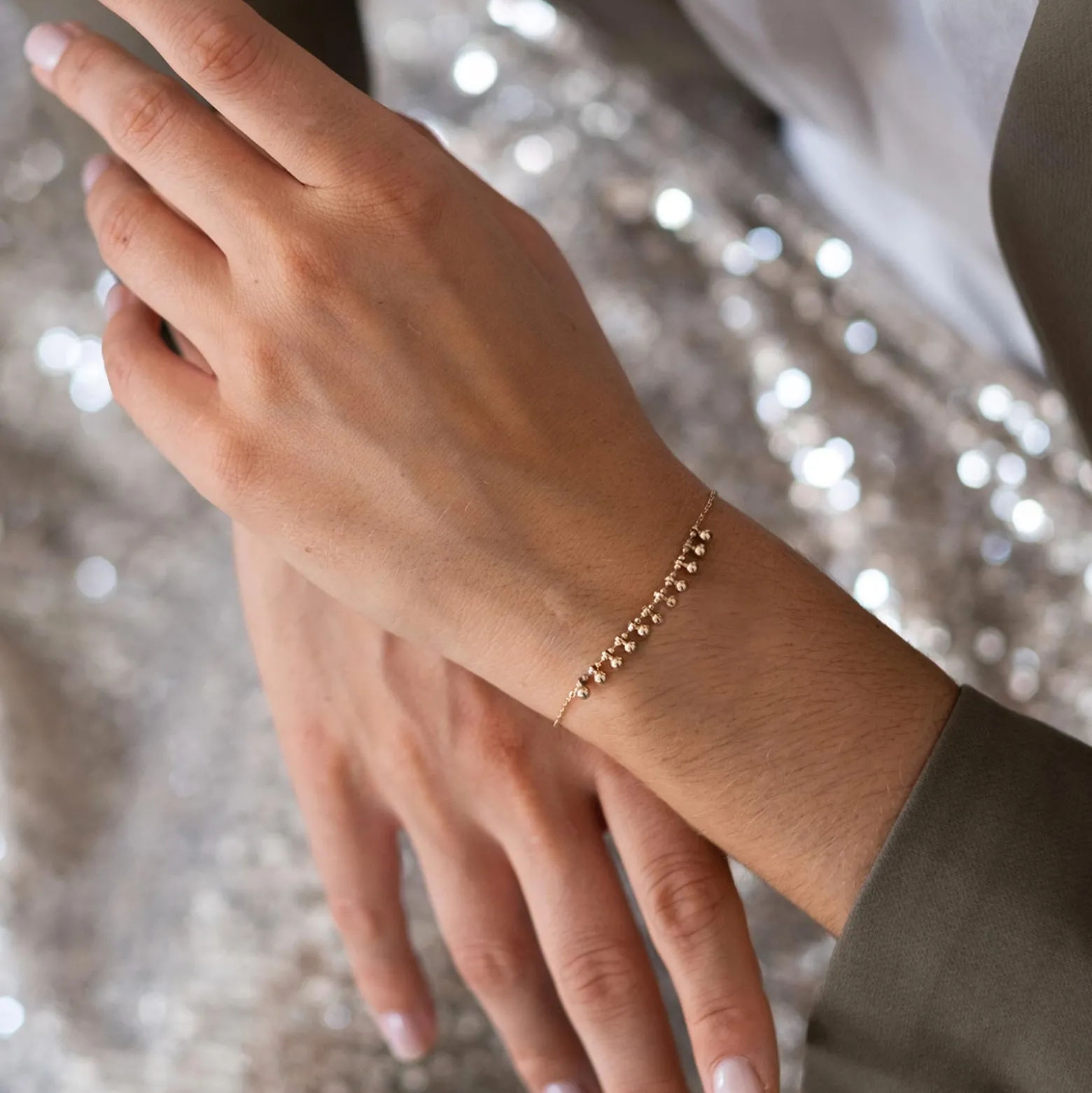 Bracelet chaîne boules plaqué or