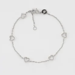 Bracelet chaîne coeurs ajourés argent