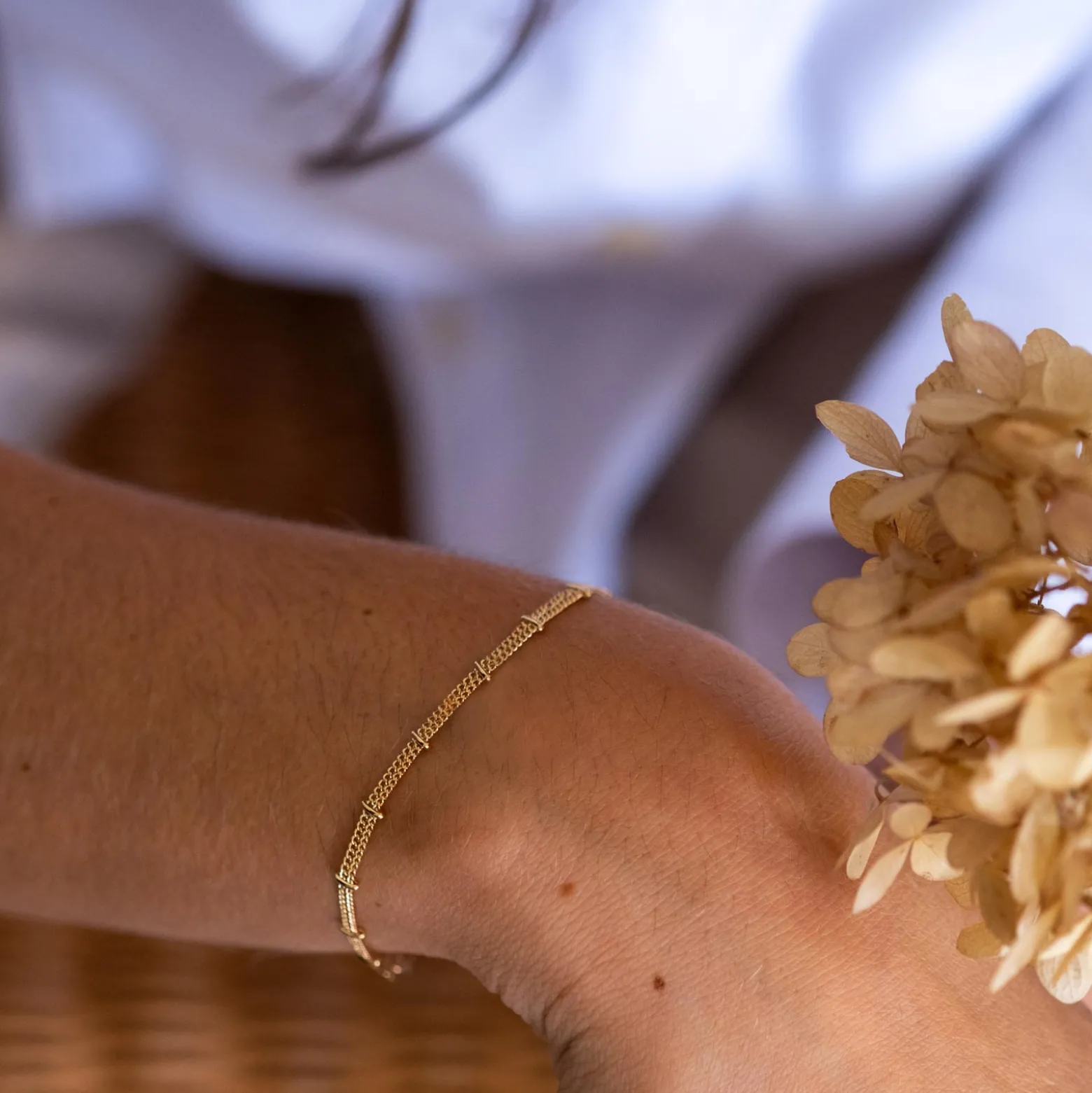 Bracelet chaîne double plaqué or