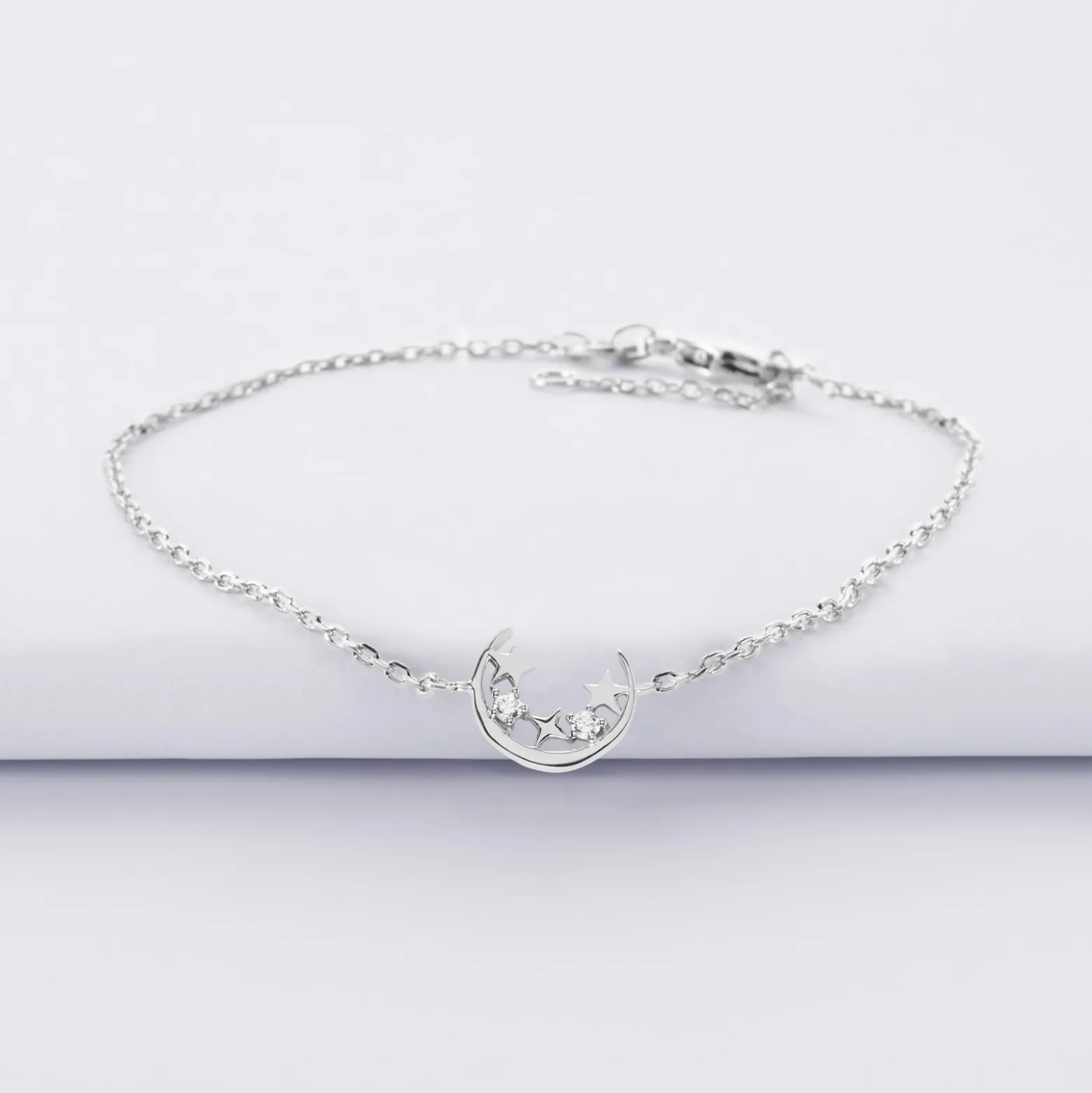 Bracelet chaîne lune scintillante argent - HappyBulle x Capucine