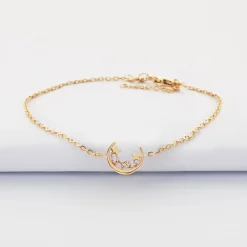 Bracelet chaîne lune scintillante plaqué or - HappyBulle x Capucine