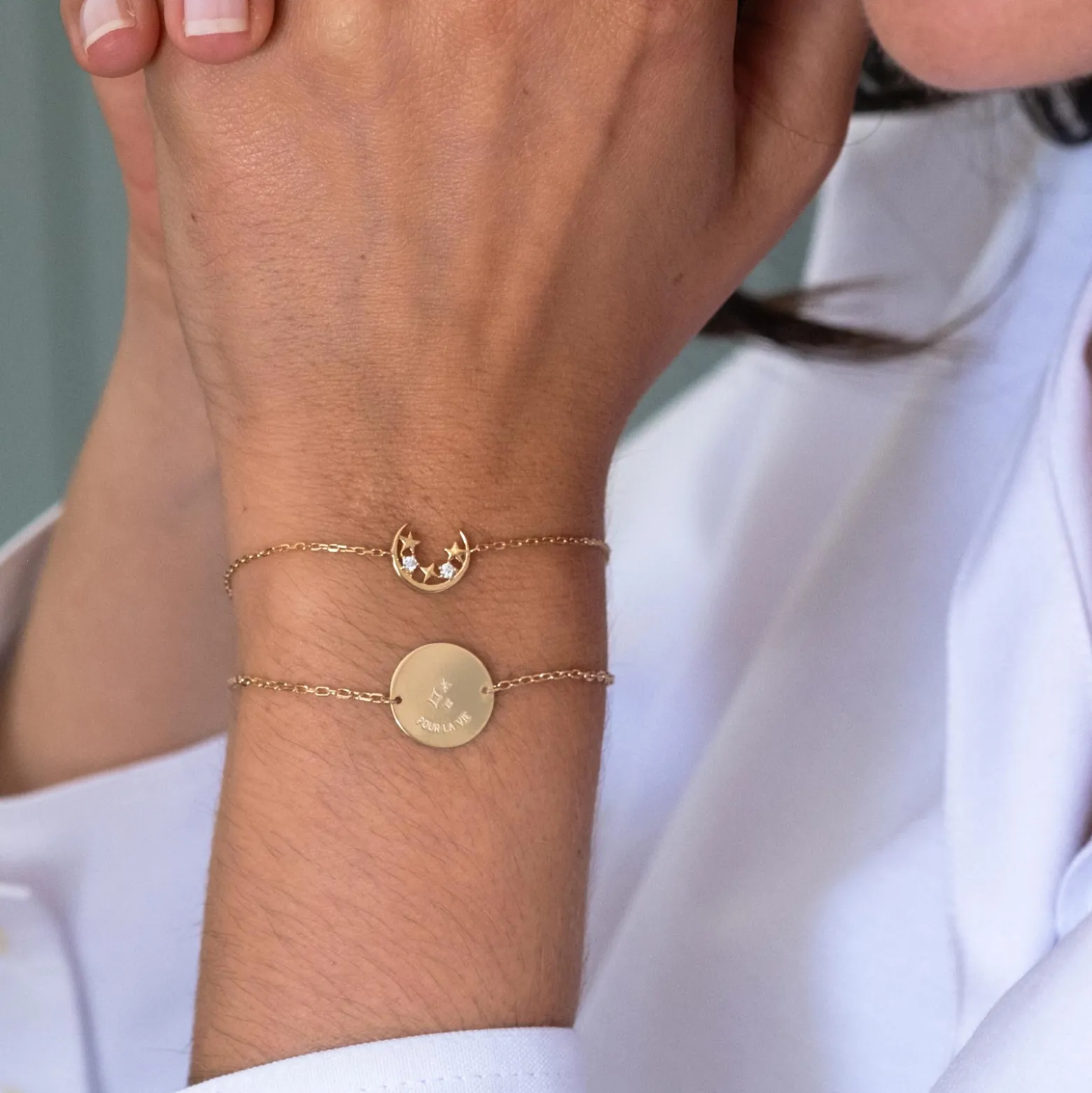 Bracelet chaîne lune scintillante plaqué or - HappyBulle x Capucine