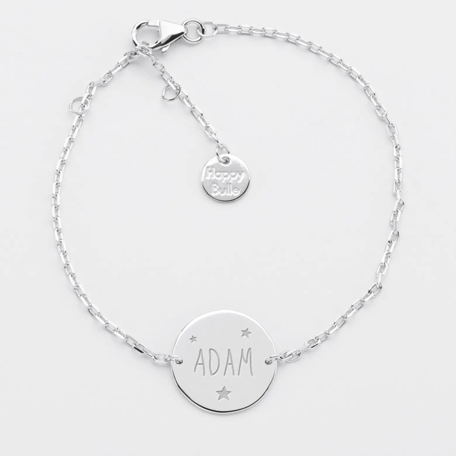 Bracelet chaîne Maman personnalisé médaille gravée argent 2 trous 15 mm