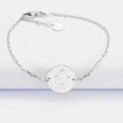 Bracelet chaîne Maman personnalisé médaille gravée argent 2 trous 15 mm