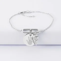 Bracelet chaîne ovale ouvert personnalisé médaille gravée argent 15 mm et breloque(s) summer - à composer
