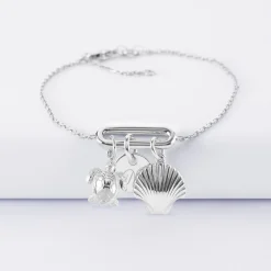 Bracelet chaîne ovale ouvert personnalisé médaille gravée argent 10 mm et breloque(s) summer - à composer