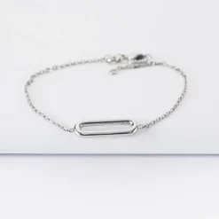 Bracelet chaîne ovale ouvert argent