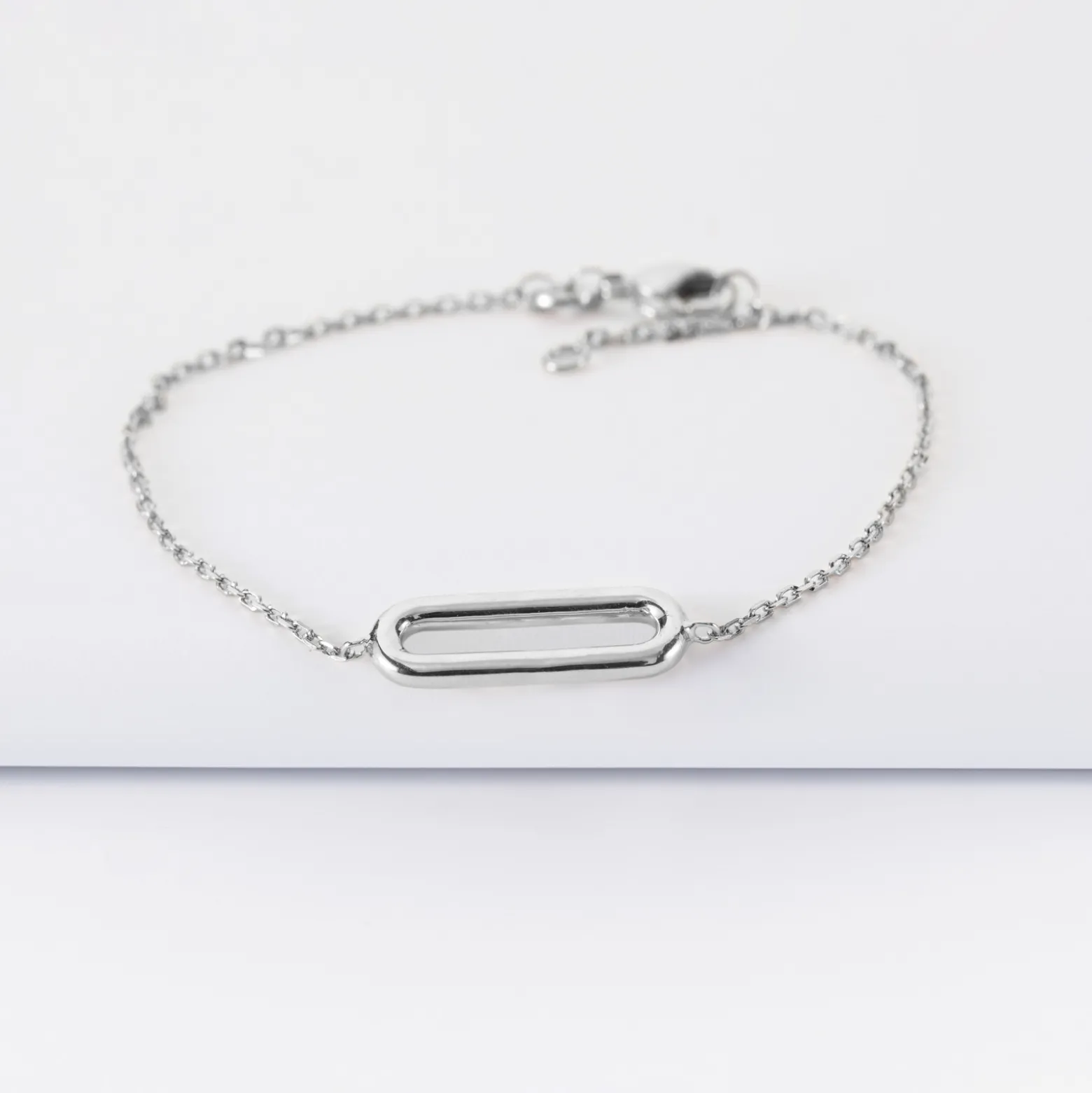 Bracelet chaîne ovale ouvert argent