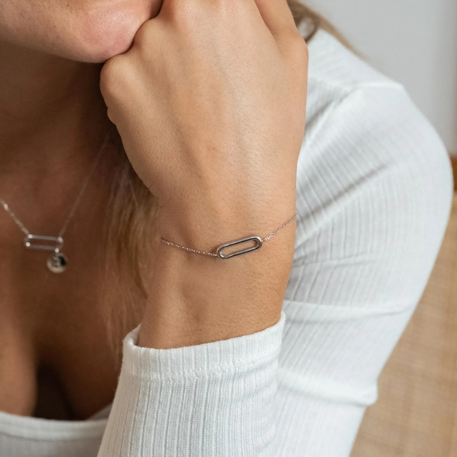 Bracelet chaîne ovale ouvert argent