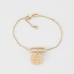 Bracelet chaîne ovale ouvert personnalisé médaille gravée plaqué or 15 mm