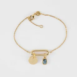 Bracelet chaîne ovale ouvert personnalisé médaille gravée plaqué or 10 mm et breloque rectangle zircon plaqué or 9 mm