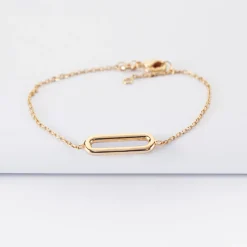 Bracelet chaîne ovale ouvert plaqué or