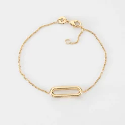 Bracelet chaîne ovale ouvert plaqué or